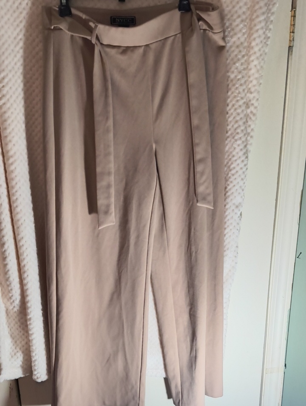 New York Clothing Company Wide-Leg Tie-Waist Pants - Beige
